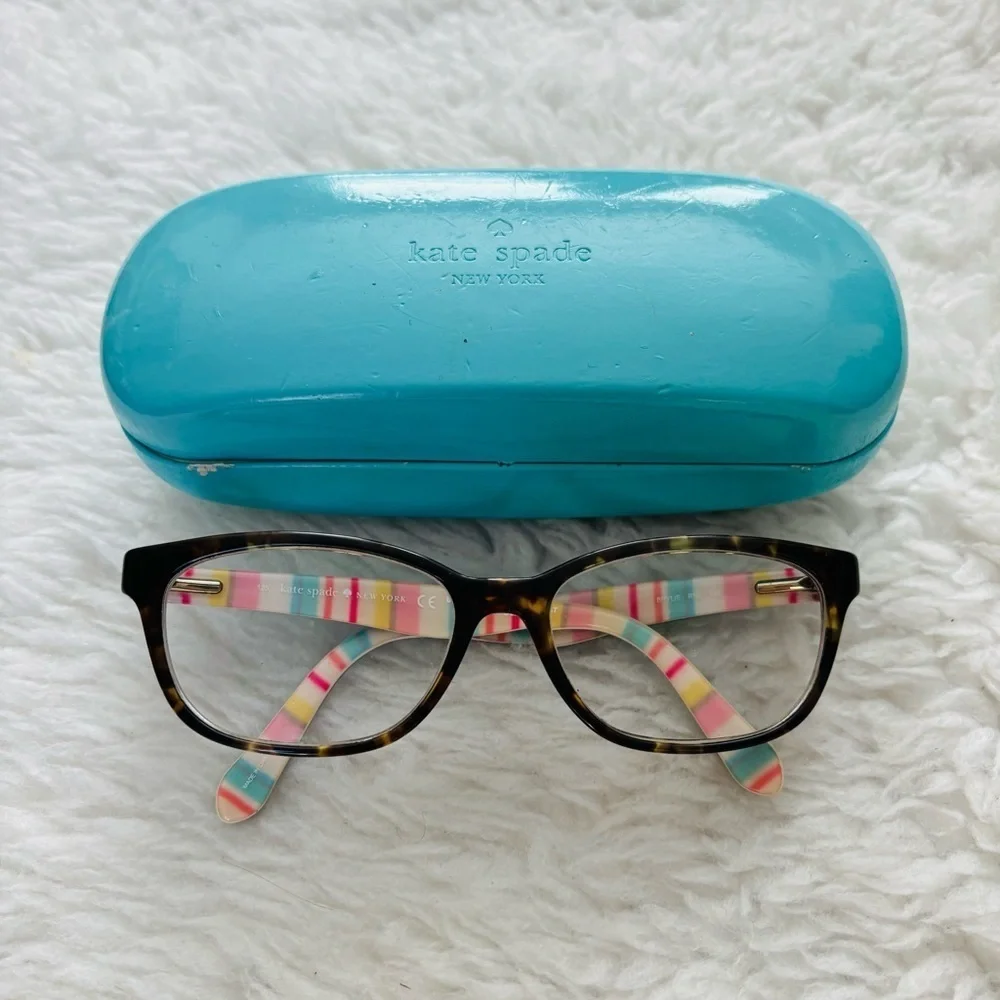 Kate Spade New York Dark Brown Tortoise/Multicolor Eyeglasses Frame only w/ Case
